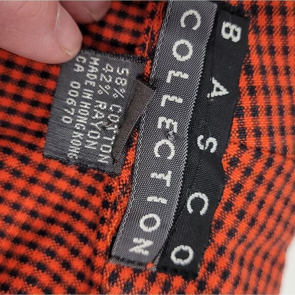 VINTAGE 80s does 50s dress Basco red collared plaid check S - Picture 7 of 11